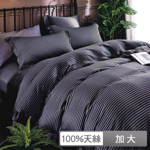 【貝兒居家】100%天絲全鋪棉床包兩用被四件組(加大/西舍黑)