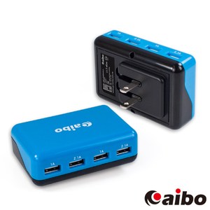 【aibo】AC 轉 USB 4PORT 方塊充電器(6A)黑藍