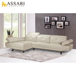 ASSARI-帝摩斯大L型半牛皮沙發-面右經典牛皮