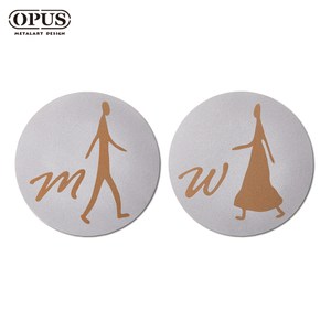 OPUS歐式鐵藝廁所標示牌/洗手間(男女圓形套組/邂逅)銀圓形套組 / 不鏽鋼