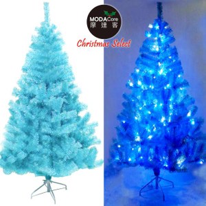 摩達客 台製10尺豪華版冰藍色聖誕樹(不含飾品)+100燈LED燈6串