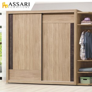 ASSARI-梅爾鋼刷橡木6X7尺推門衣櫃(寬178x深60x高209