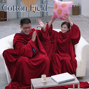 棉花田【樂邁】超細纖維創意雙人袖毯-2色可選(280X180cm)雙人-紅