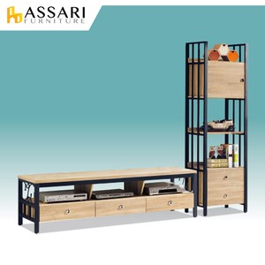 ASSARI-鋼尼爾客廳二件組(5尺電視櫃+2尺展示櫃)