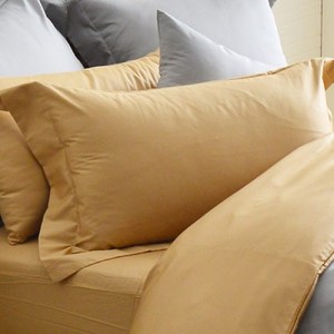 極致純色-焦糖棕-300織精梳棉枕頭套-2入