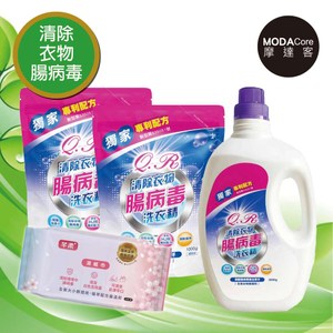 芊柔清除腸病毒清潔組2KG單瓶*1+補充包1KG*2+濕紙巾80抽*1