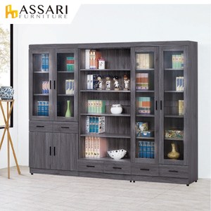ASSARI-古橡色下抽開放書櫃(寬79.5x深32x高184.5cm