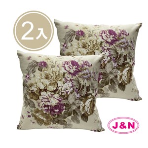 【J&N】紫影印花純棉抱枕60*60-米紫色(2入/1組)紫色