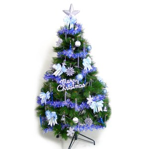 【摩達客】台灣製6尺(180cm)特級綠松針葉聖誕樹(藍銀色系配件組)不含燈