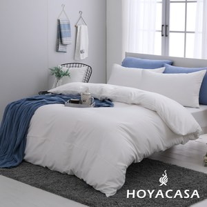 HOYACASA時尚覺旅-時尚白300織長纖細棉薄被套-雙人5x7尺
