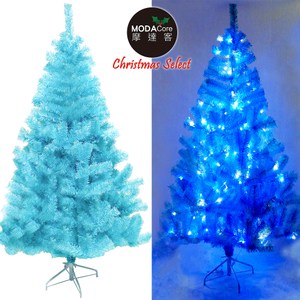 【摩達客】台灣製5尺豪華版冰藍色聖誕樹(不含飾品+100燈LED燈藍白光2串(附IC控制器