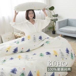 BUHO 天然嚴選純棉單人床包+雙人兩用被套三件組(彩色森城)