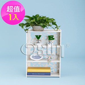 【Osun】DIY木塑板白色雕花三層櫻花書架（YH824003）