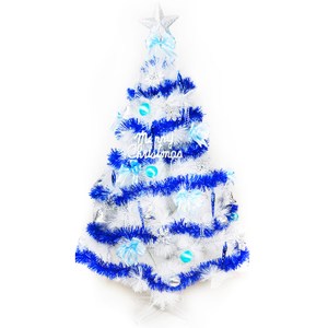 【摩達客】台灣製5尺(150cm)特級白色松針葉聖誕樹(藍銀色系)(不含燈)本島免運