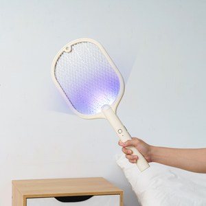 樂嫚妮 二合一充電電蚊拍/補蚊燈-(2色)米白
