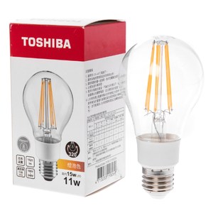 (組)Toshiba 11W LED球型燈絲燈泡 燈泡色-3顆