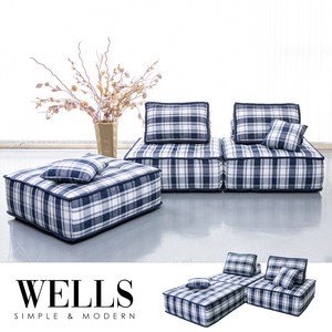 【obis】Wells威爾斯單人座格子沙發(105公分)