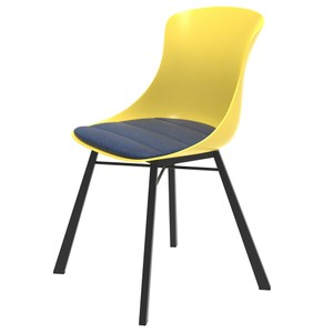 組 - 特力屋萊特 塑鋼椅 黑金屬腳/黃椅背/丹寧座墊