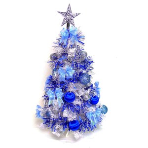 【摩達客】台灣製可愛2尺(60cm)經典白色聖誕樹(藍銀色系)本島免運