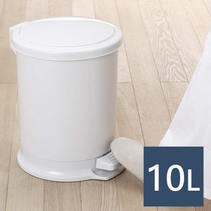 【日本RISU】H&H圓筒造型踩踏垃圾桶 10L-灰白色