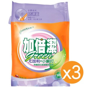 加倍潔 尤加利+小蘇打防螨潔白 超濃縮洗衣粉 補充包 2kgX3袋