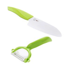 HOLA 陶瓷雙刀組(日式廚刀+削皮刀)-綠